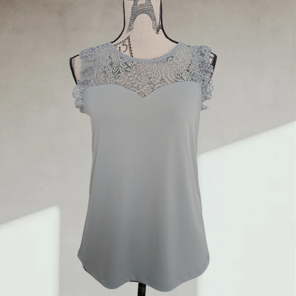 VERA MODA coral blue lace tank top - Picture 1 of 9